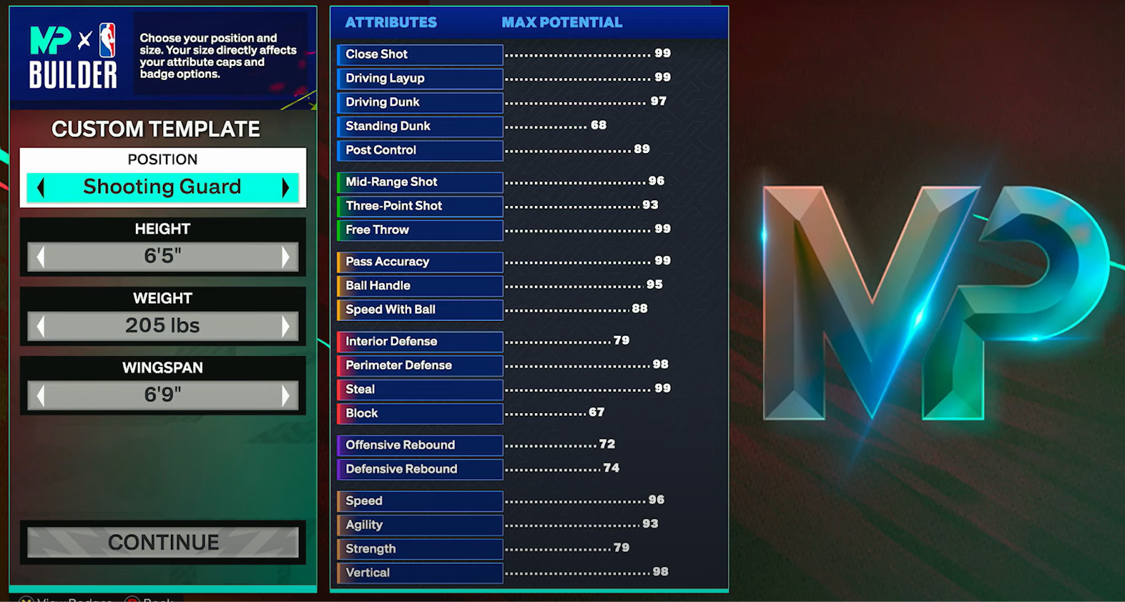 NBA 2k25 Shooting Guard UI