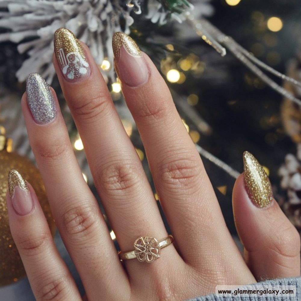 Classy Winter Nails having Glitter-Packed Christmas Nails
