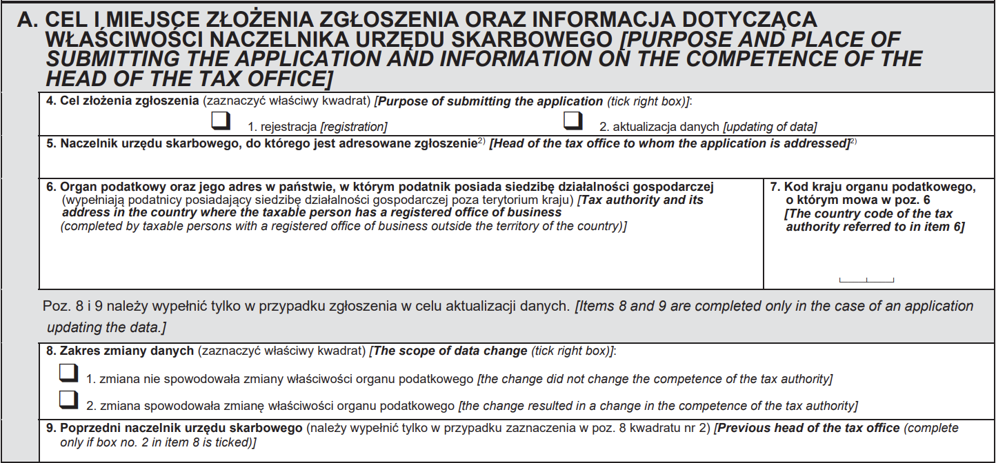 aktualizacja danych formularz vat-r