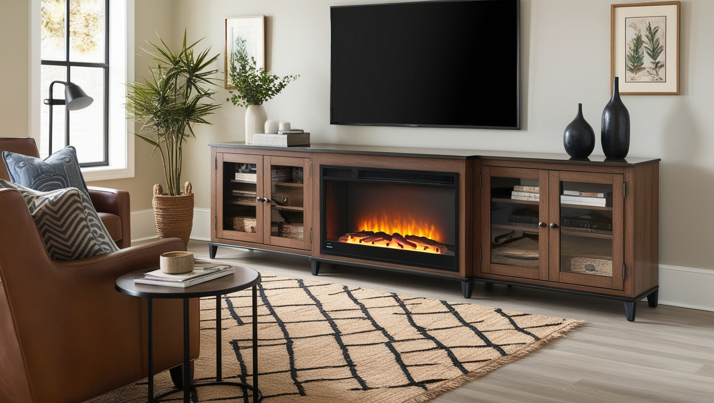  Entertainment Console with Fireplace