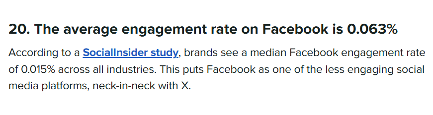 Facebook engagement rate data