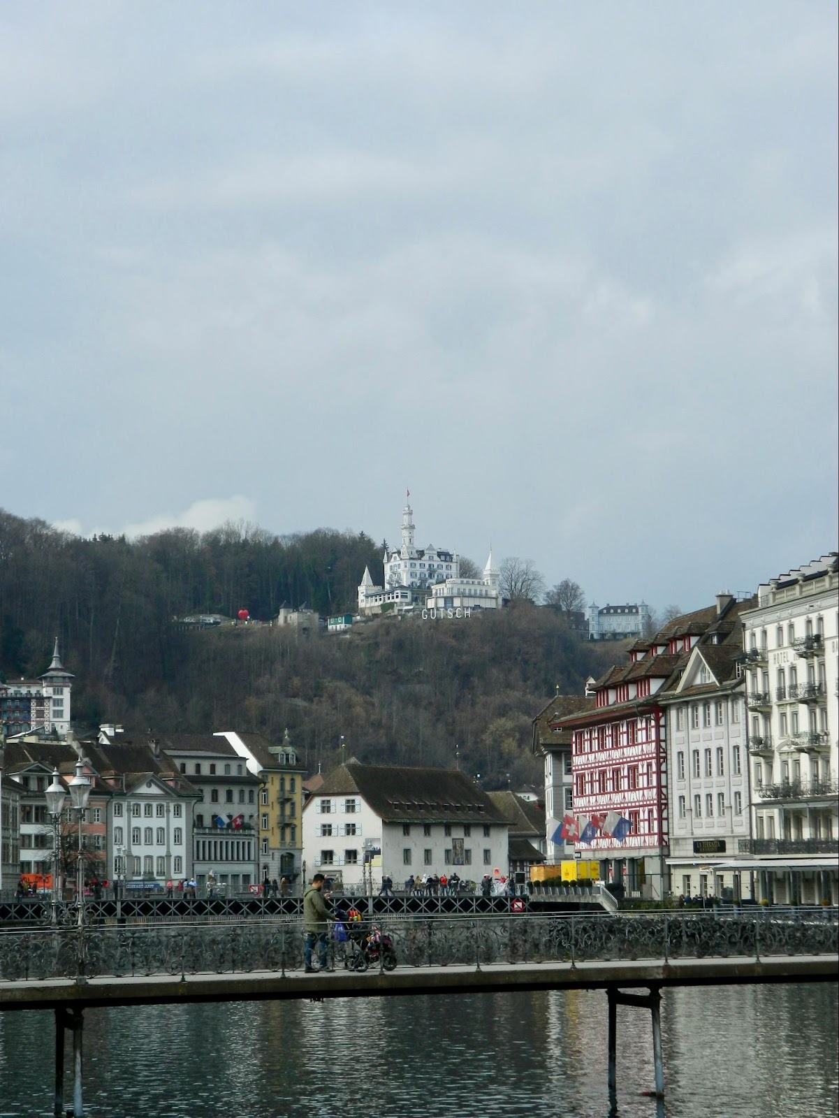 A scenic view of Old Town, Lucerne with historic buildings