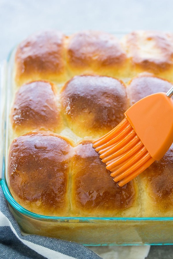 Yeasts buns brushed with butter