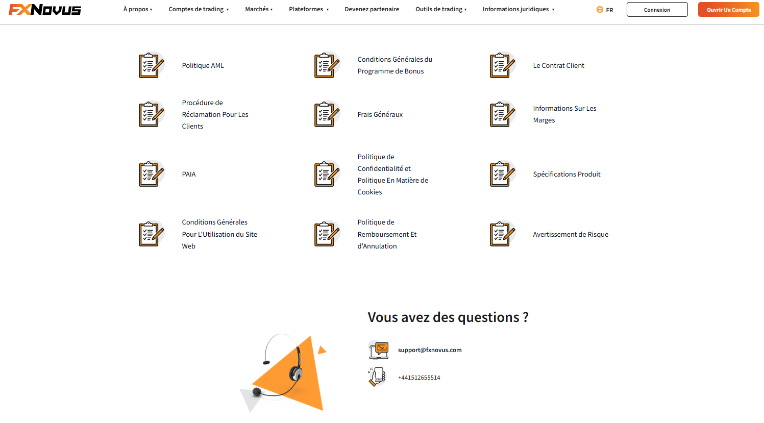 Visitez la page juridique d'FXNovus pour plus d'informations.