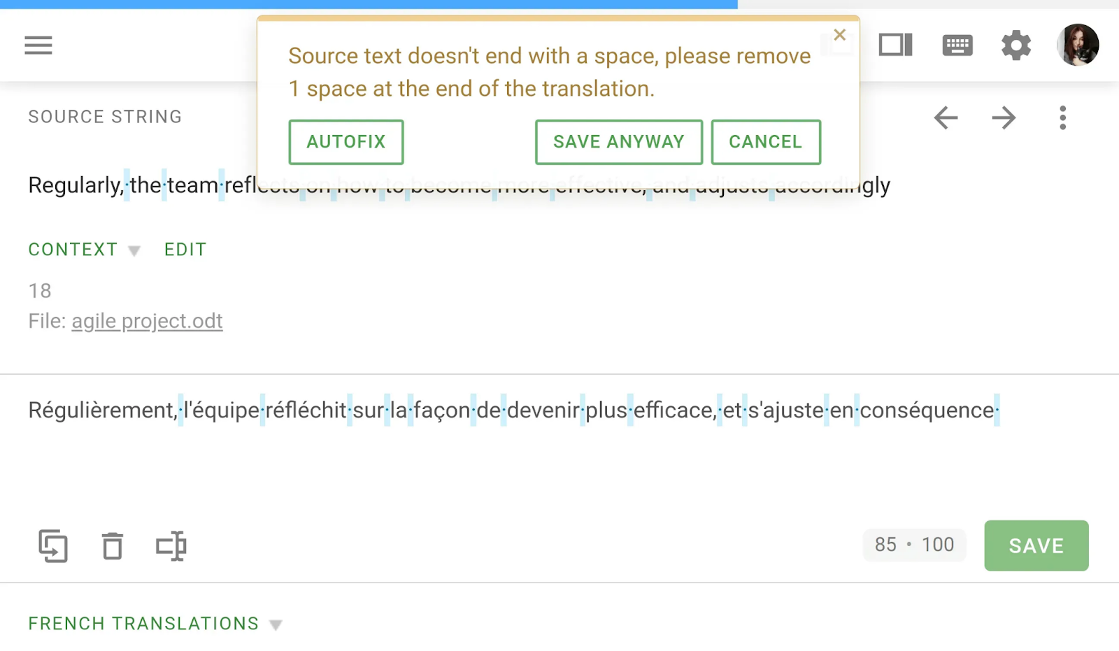 Crowdin's automated QA checks