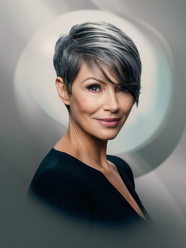 4. Sleek Pixie with Side Swept Bangs