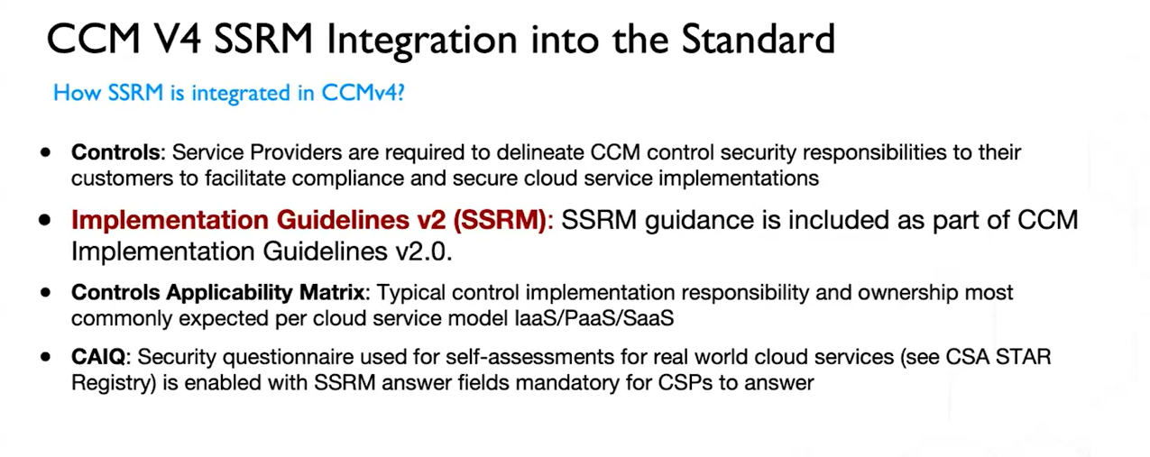 CCM V4 SSRM Integration into the Standard: How SSRM is integrated in CCMv4?