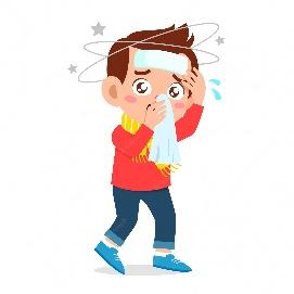 Premium Vector | Sad kid boy get flue and cold