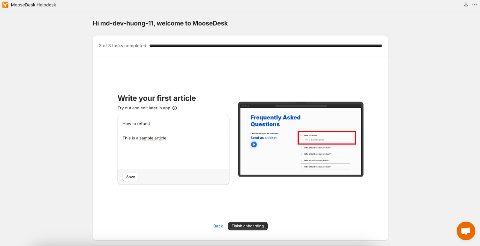 Revamped onboarding - Write first article