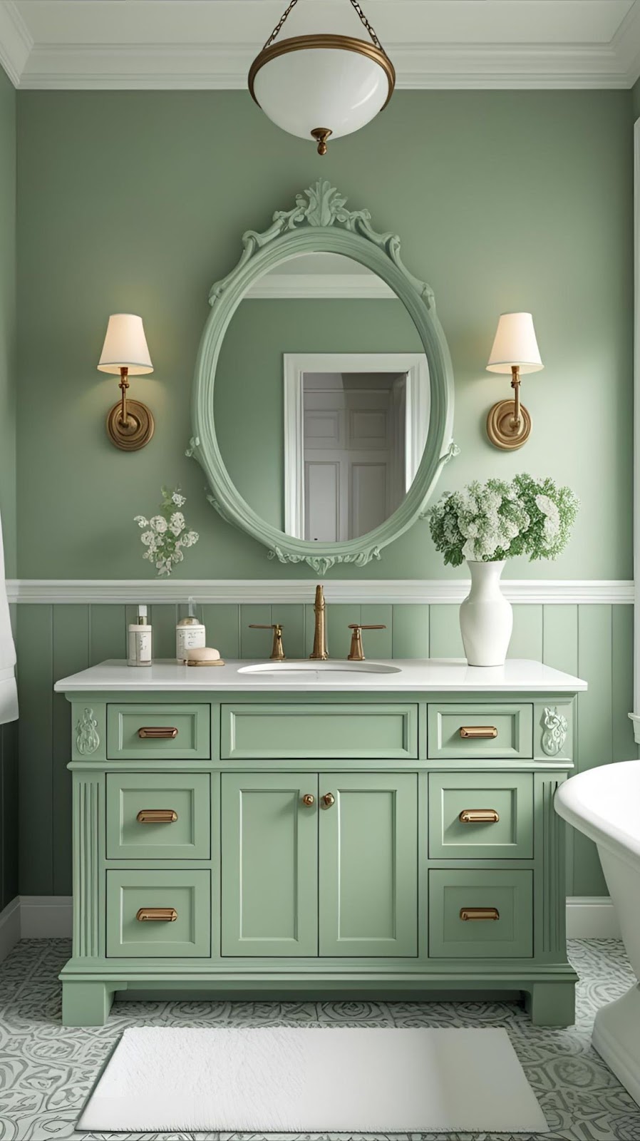 Painted Vanity in Sage