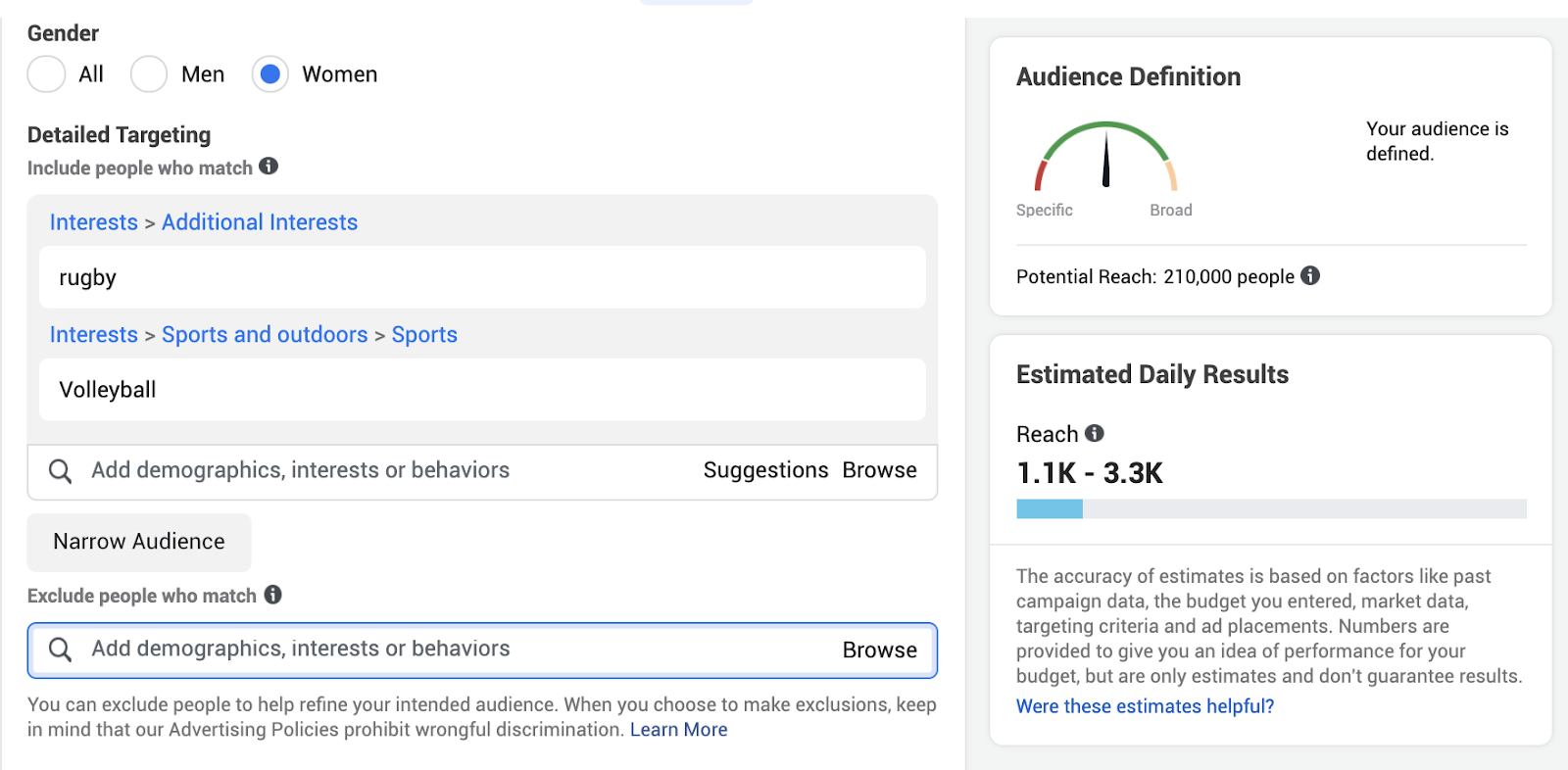 Facebook audience definition