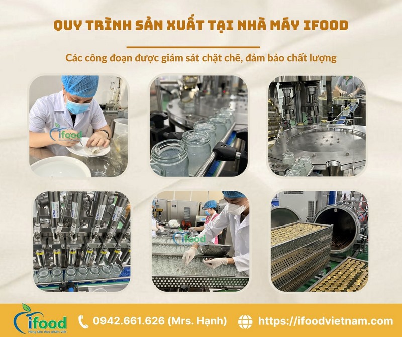 quy trình gia công sản xuất yến hũ chưng sẵn