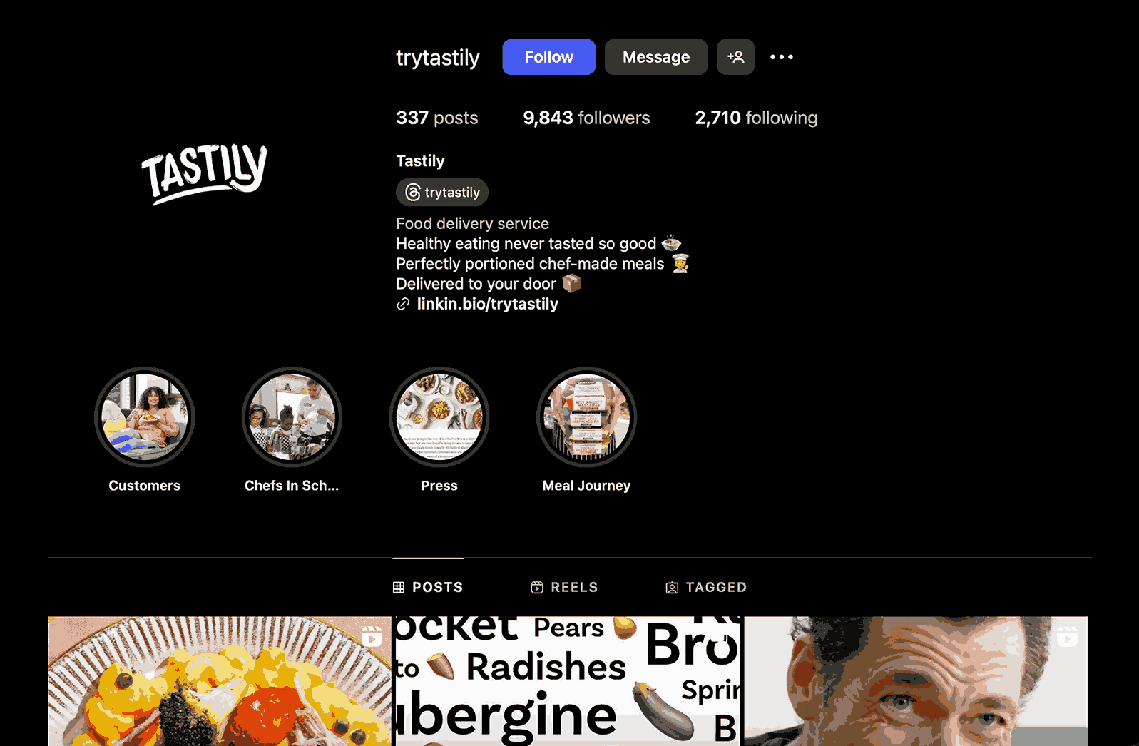 A screenshot of Tastily homepage 