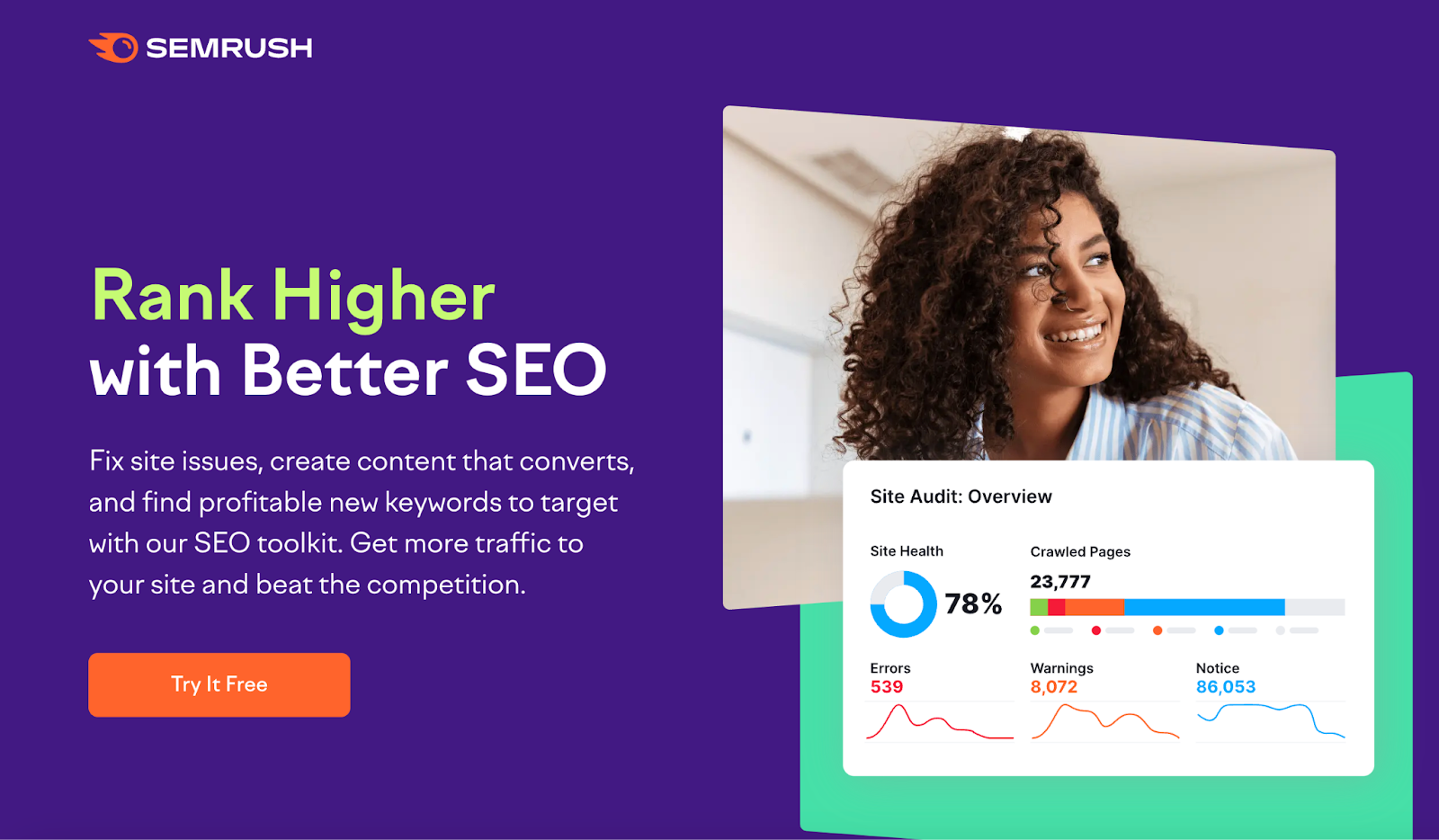 SEMRush landing page