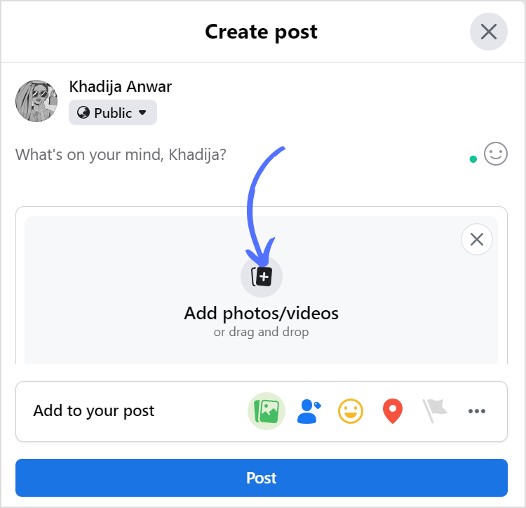 click add photo video