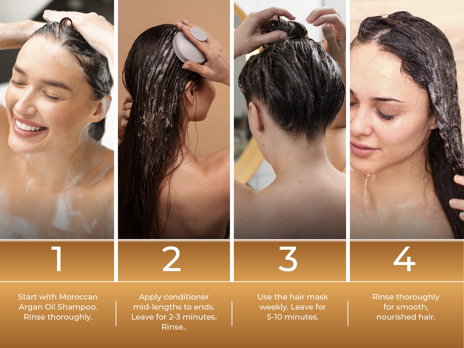 Easy to use Argan oil shampoo, conditioner and mask