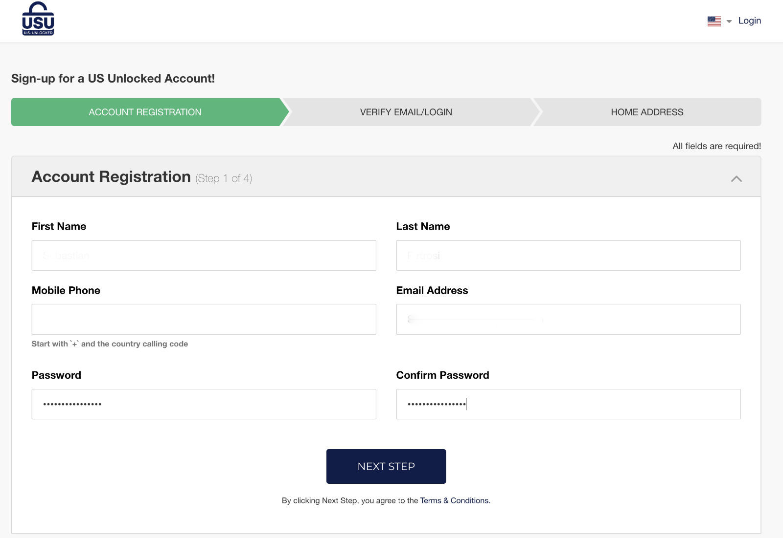 Account Registration - USUnlocked