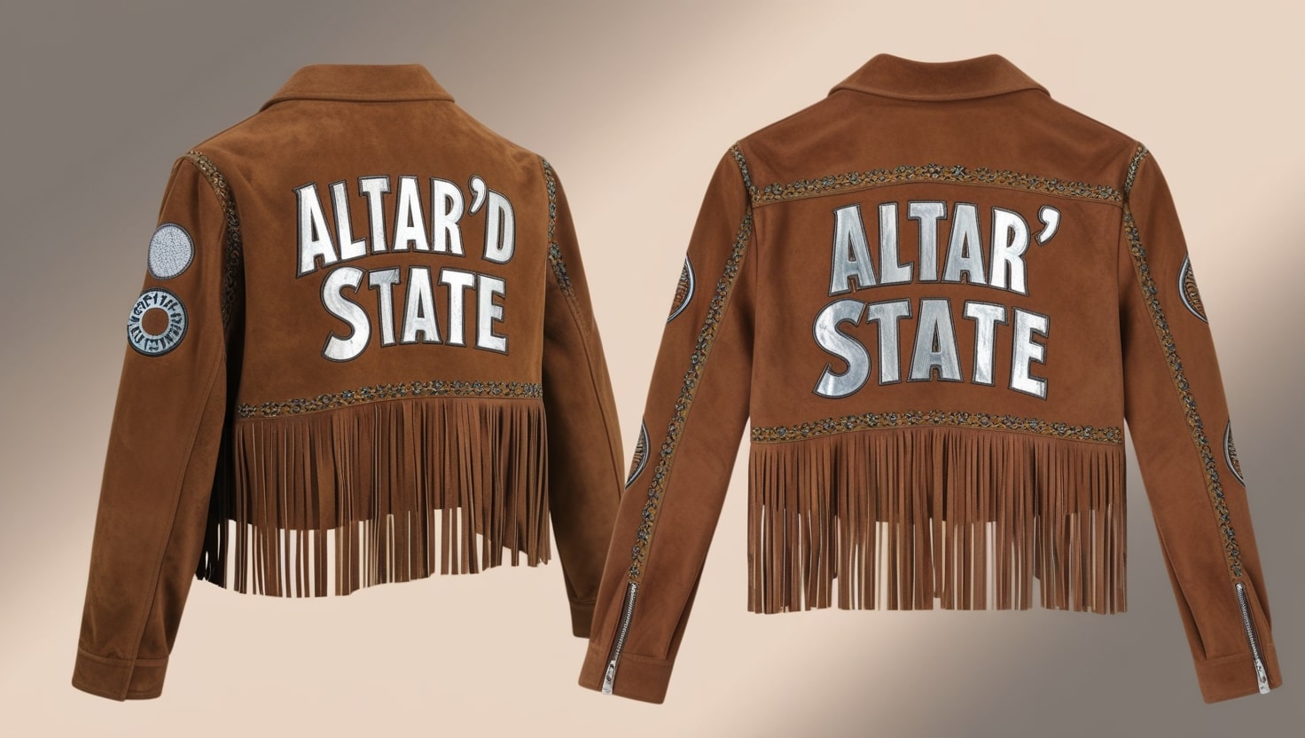 Altar'd State Cropped Faux Suede Fringed Jacket