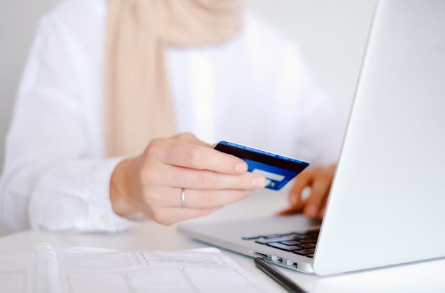 person making an online payment