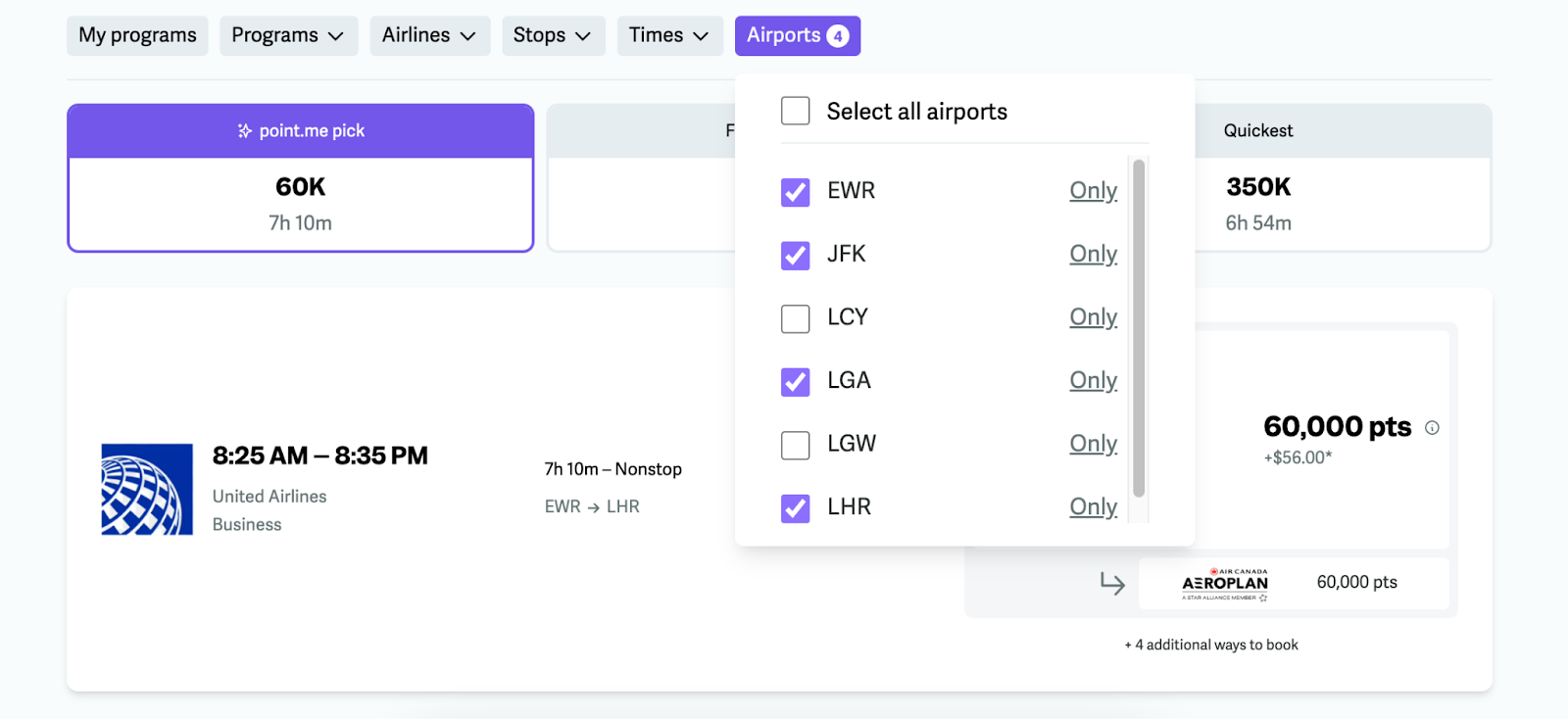 selecting airports