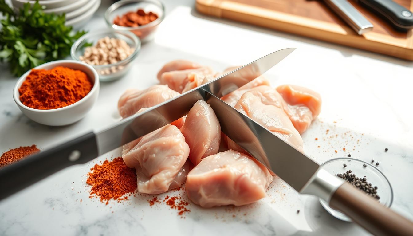 Slicing and Seasoning the Chicken