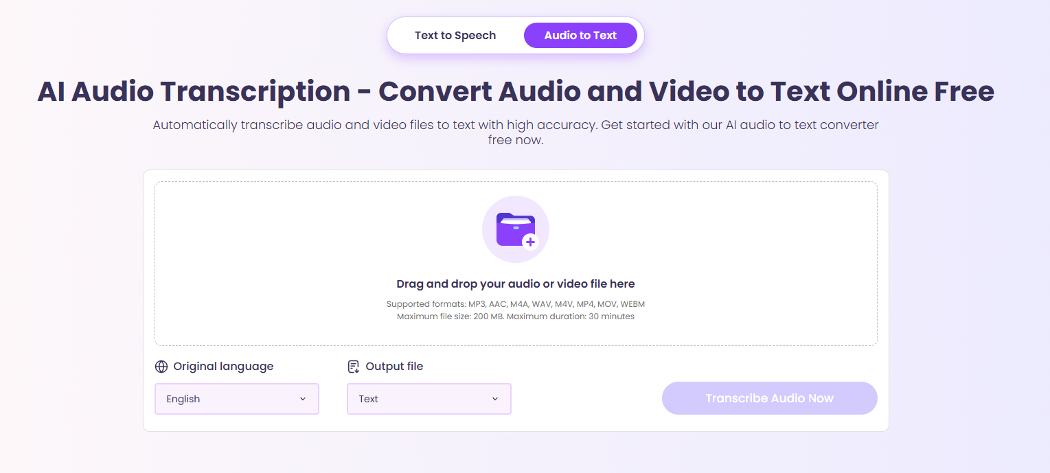 Vidnoz AI Audio to Text Generator