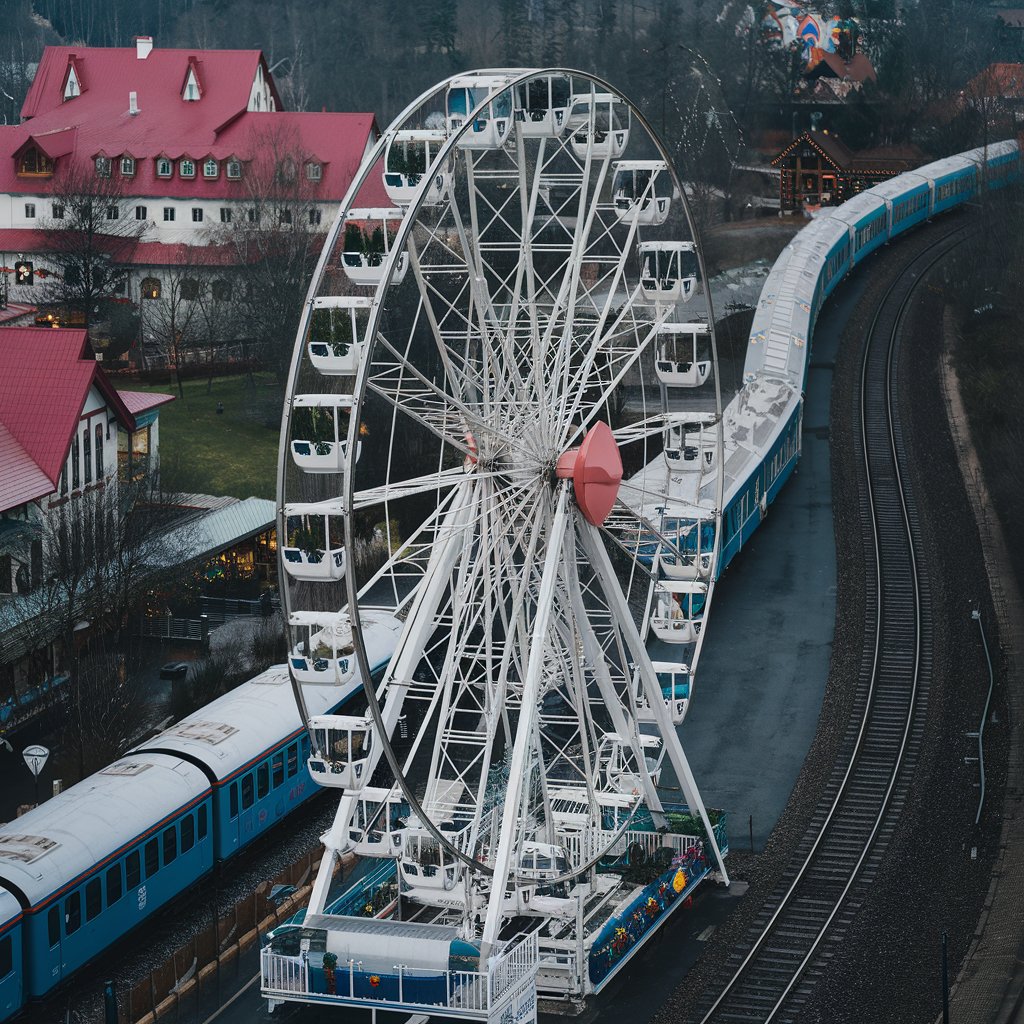 Ferris Wheel Christmas Tree with Train and Village Temu