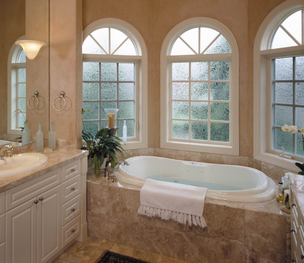 Arched Frosted Glass Privacy Bathroom Window