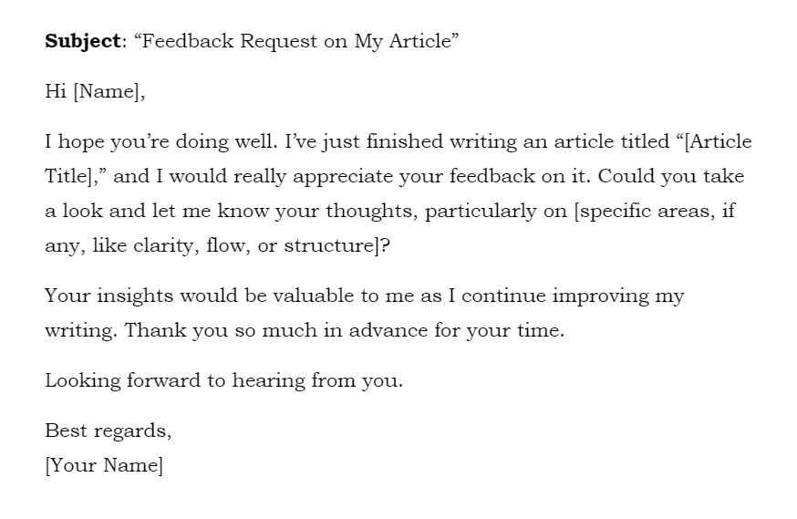 Feedback request sample