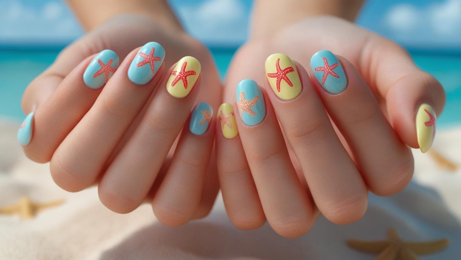 Starfish art beach nail