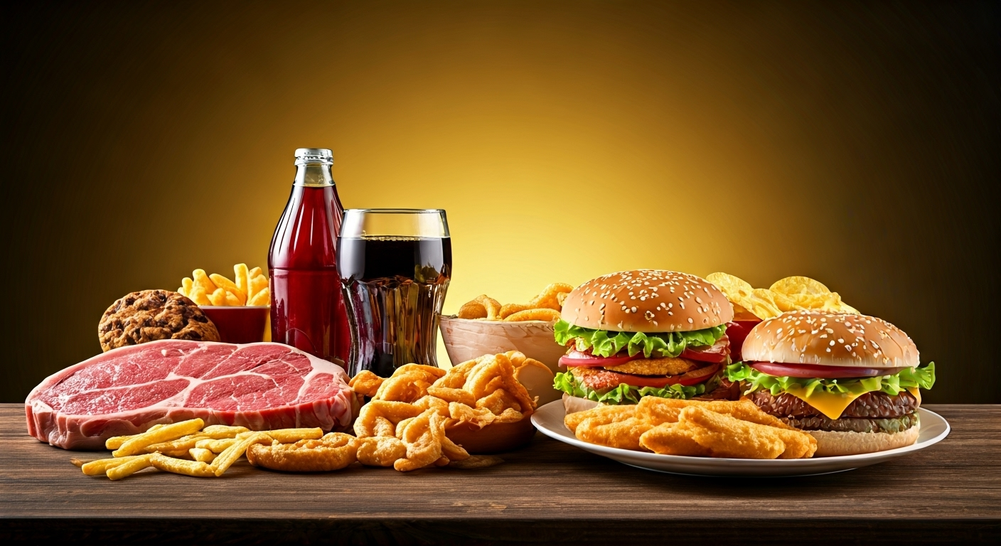 variety of unhealthy foods