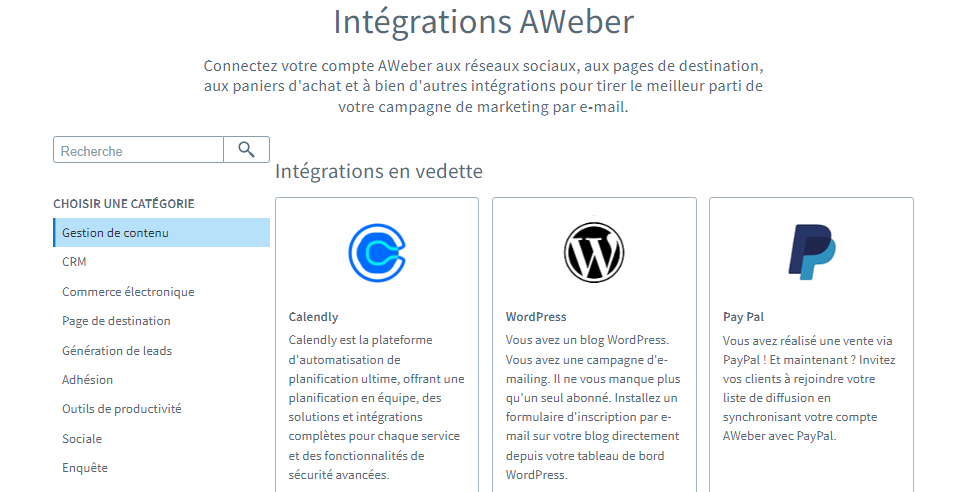 Aweber: Intégration