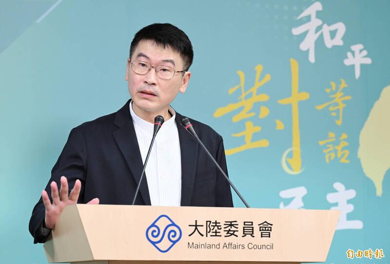 陸委會副主委暨發言人梁文傑今召開例行性記者會。(記者廖振輝攝)