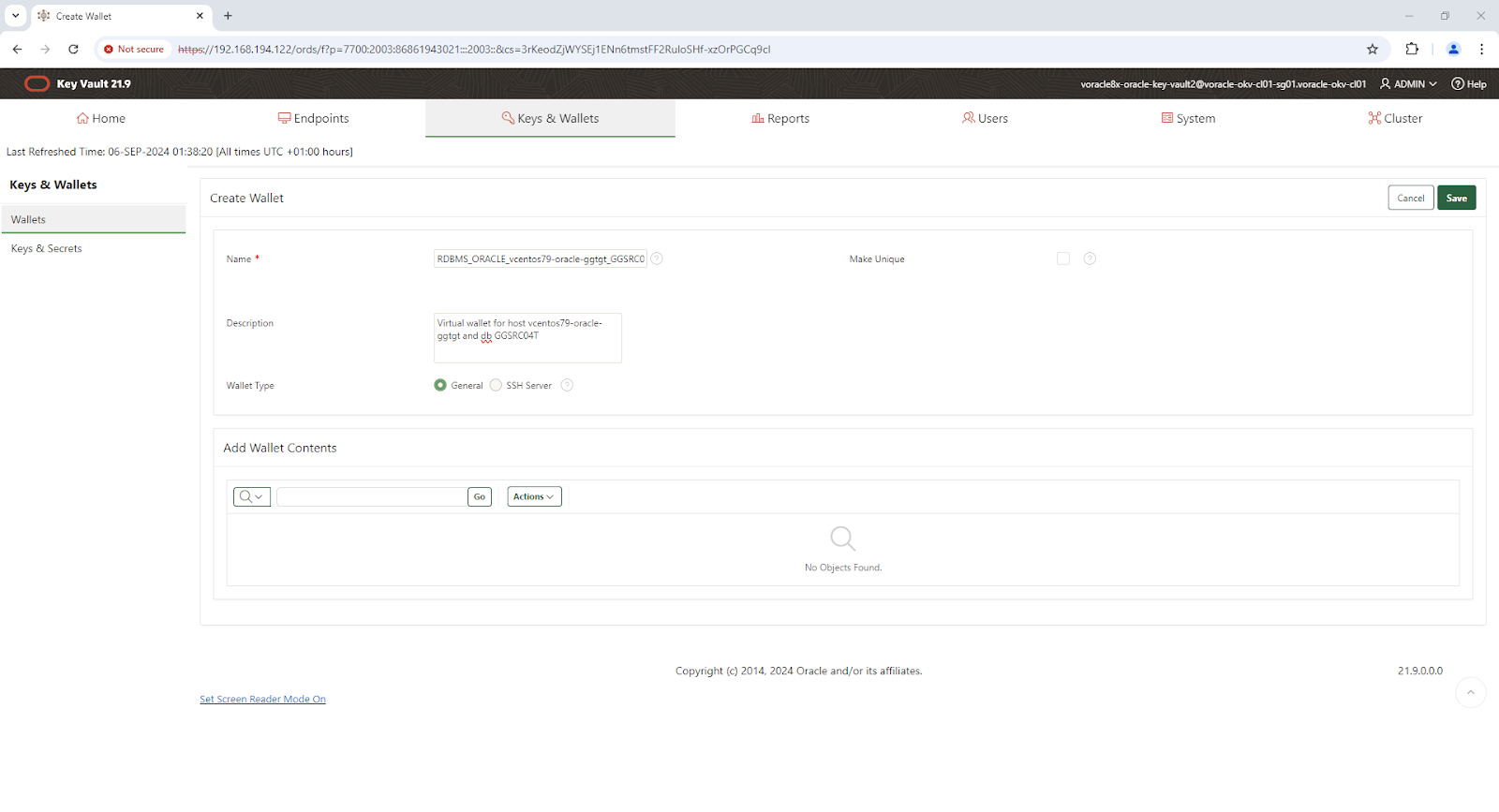 Create Wallet - Google Chrome