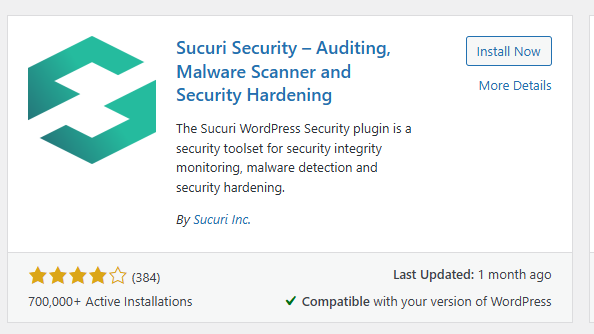 A screenshot of sucuri security