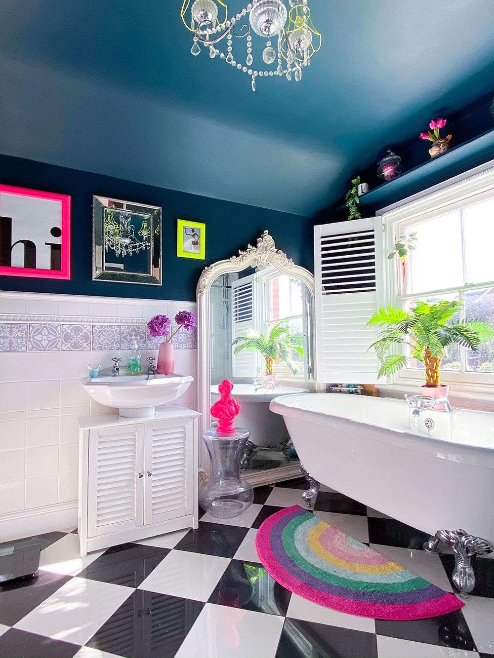 black painted bathroom