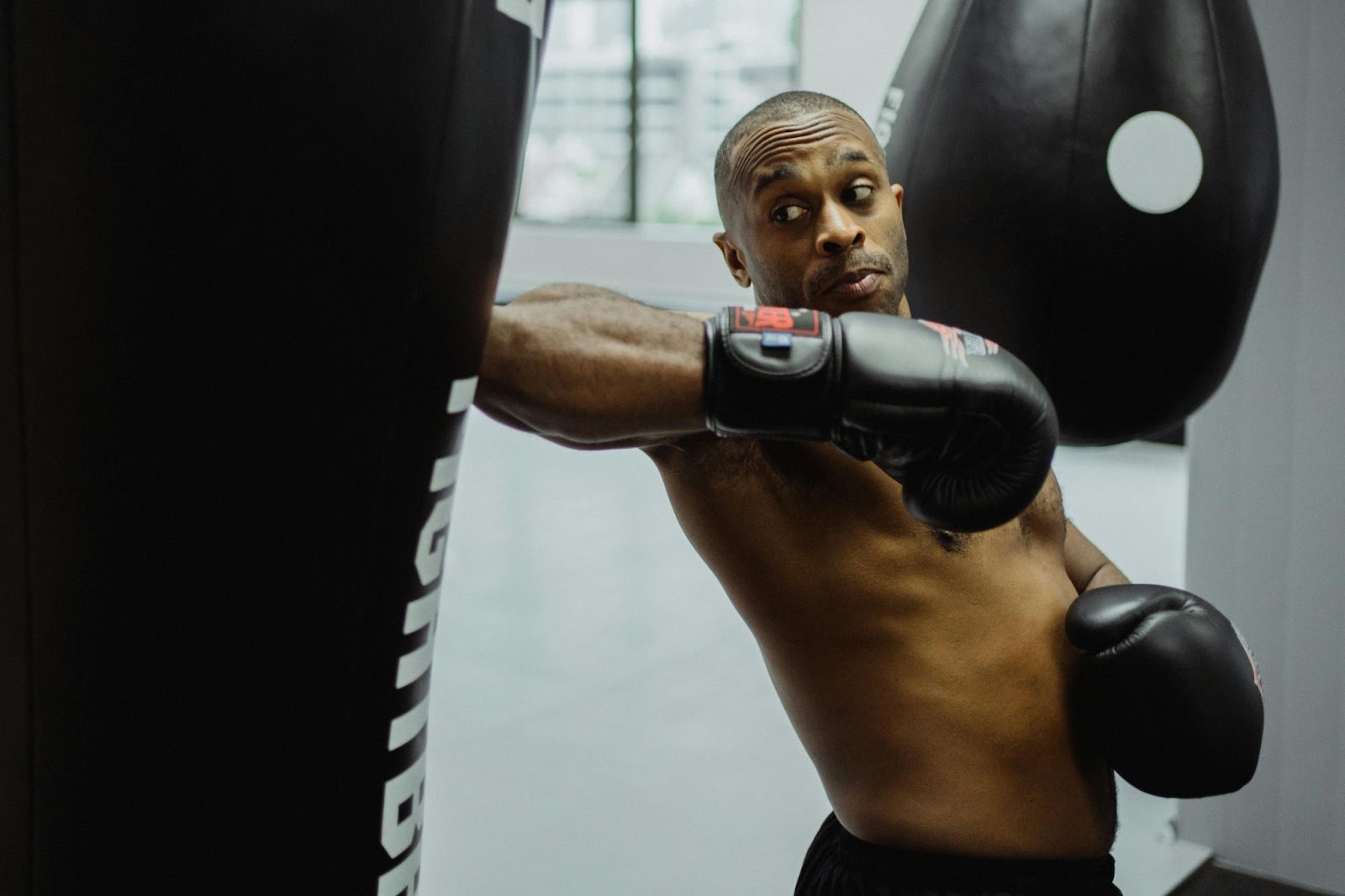 A man practicing boxing