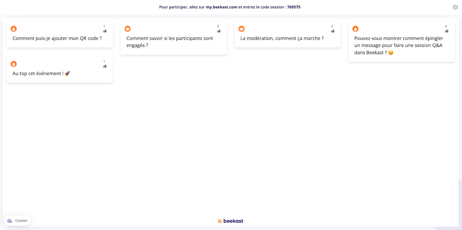 écran de projection pour une session FAQ