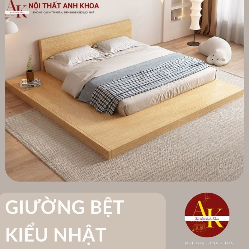 Giường ngủ kiểu nhật gỗ công nghiệp hiện đại, phong cách