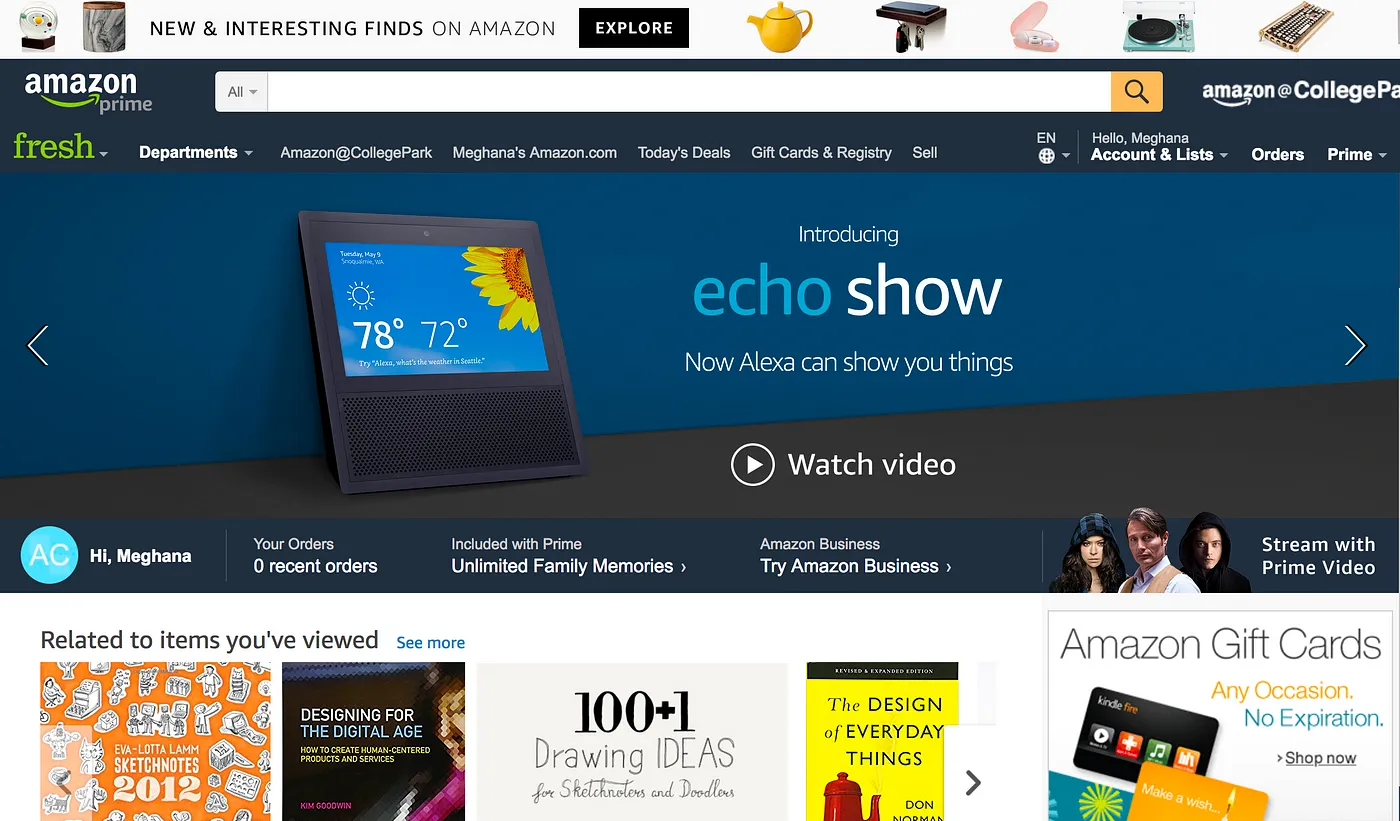 Amazon homepage