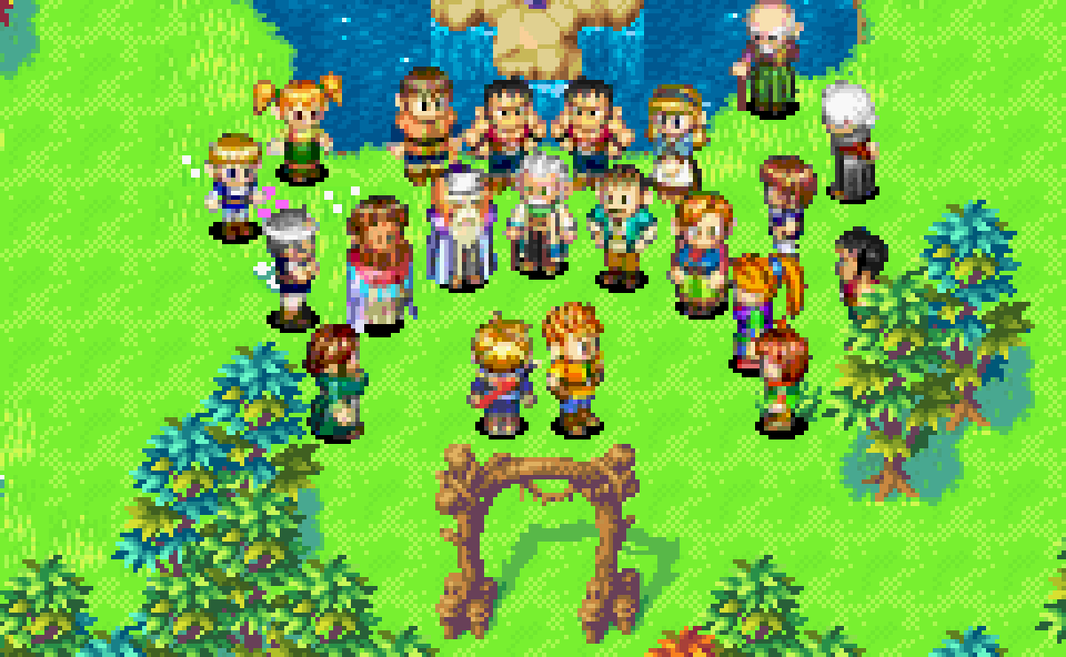 In-game image of Golden Sun with its characters 