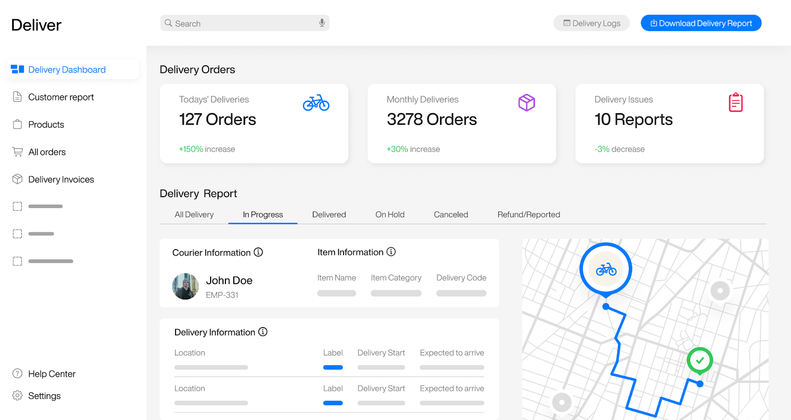 Delivery software mockup