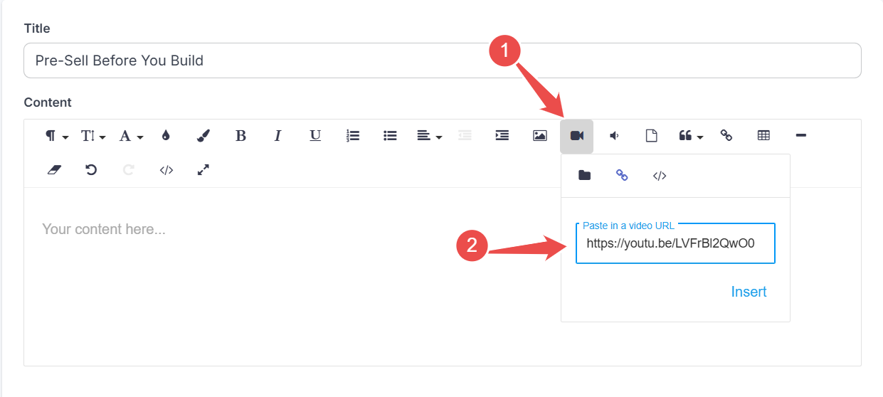 embedding a thinkific video in Thinkific