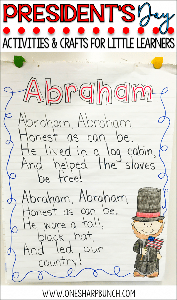 Here’s a great collection of President’s Day activities for kids, including President’s Day crafts, President's Day poems, Abraham Lincoln activities, ideas for patriotic math and literacy centers, and FREE George Washington printables!
