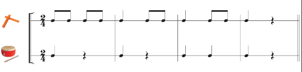 CHỦ ĐỀ 1. NIỀM VUI – TIẾT 3ÔN TẬP: BÀI ĐỌC NHẠC SỐ 1NHẠC CỤ: NHẠC CỤ THỂ HIỆN TIẾT TẤU - NHẠC CỤ THỂ HIỆN GIAI ĐIỆU.HOẠT ĐỘNG KHỞI ĐỘNG- GV cho cả lớp hát bài hát Niềm vui của em kết hợp vỗ tay theo nhịp và vận động nhẹ nhàng.- GV cho HS nghe 2 đoạn video của bài hát được thể hiện bằng nhạc cụ tiết tấu và yêu cầu HS: + Xác định loại nhạc cụ được sử dụng trong 2 video.+ Sự khác nhau khi thể hiện của 2 video nhạc cụ là gì? + Âm thanh của 2 video có gì khác nhau? Gợi ý đáp án:+ Loại nhạc cụ được sử dụng là piano. + Video thứ 1 là 1 người thể hiện bằng piano. Video thứ 2 là nhiều người cùng thể hiện bằng piano. + Âm thanh video thứ 1 nhẹ nhàng, tiết tấu rõ ràng. Âm thanh video thứ 2 mạnh, to hơn, tiết tấu nhanh và có phần bè đệm cho nhauHOẠT ĐỘNG HÌNH THÀNH KIẾN THỨC1. Nhạc cụ: Nhạc cụ thể hiện tiết tấu – Nhạc cụ thể hiện giai điệu- GV hướng dẫn cả lớp luyện tập tiết tấu thứ nhất bằng nhạc cụ gõ.- GV hướng dẫn HS hát bài Niềm vui của em kết hợp gõ tiết tấu thứ nhất để đệm cho bài hát.- GV gõ tiết tấu thứ hai để hoà tấu cùng HS.- GV quan sát, hướng dẫn và sửa sai cho HS (nếu có).Nhiệm vụ 2. Nhạc cụ thể hiện giai điệu- GV hướng dẫn HS luyện tập Nội dung ghi nhớ:Sáo ri-cooc-đơKèn phím- Bước 1: GV làm mẫu thể hiện nhạc cụ giai điệu- Bước 2: GV hướng dẫn HS đọc hoặc hát giai điệu.- Bước 3: GV hướng dẫn HS luyện tập:+ Tập bấm nốt Đô 2 (chưa thổi).+ Tập bấm và thổi nốt Đô 2.+ Luyện tập giai điệu (theo kí hiệu bàn tay, nghe và lặp lại, theo kí hiệu ghi nhạc).- Bước 3: GV hướng dẫn HS luyện tập:+ Tập bấm nốt Pha (chưa thổi).+ Tập bấm và thổi nốt Pha.+ Luyện tập giai điệu (theo kí hiệu bàn tay, nghe và lặp lại, theo kí hiệu ghi nhạc).- Bước 4: HS thể hiện giai điệu cùng nhạc đệm. 2.  Thường thức âm nhạc – Hình thức biểu diễn: Độc tấu, hòa tấu- GV chia lớp thành 2 tổ và phân công nhiệm vụ cho các tổ+ Tổ 2: Giới thiệu về hình thức độc tấu, minh họa một tiết mục độc tấu.+ Tổ 2: Giới thiệu về hình thức hòa tấu, minh họa một tiết mục độc tấu.Nội dung ghi nhớ:+ Độc tấu – biểu diễn nhạc cụ do một người thực hiện.+ Hòa tấu – biểu diễn nhạc cụ từ hai người trở lên thực hiện (song tấu, tam tấu, tứ tấu...).HOẠT ĐỘNG LUYỆN TẬP, THỰC HÀNH