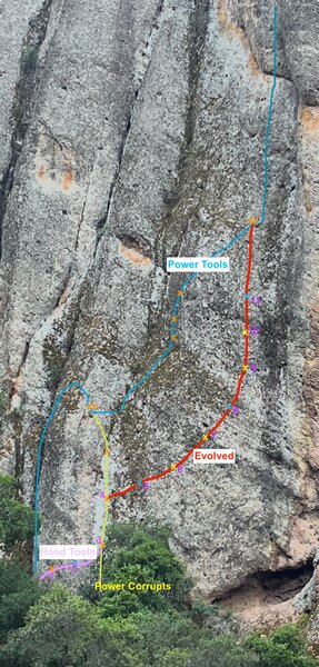 Overlay showing the variations at the start of Power Tools as of May 2025. It shows the bolt line of Hand Tools, Evolved.