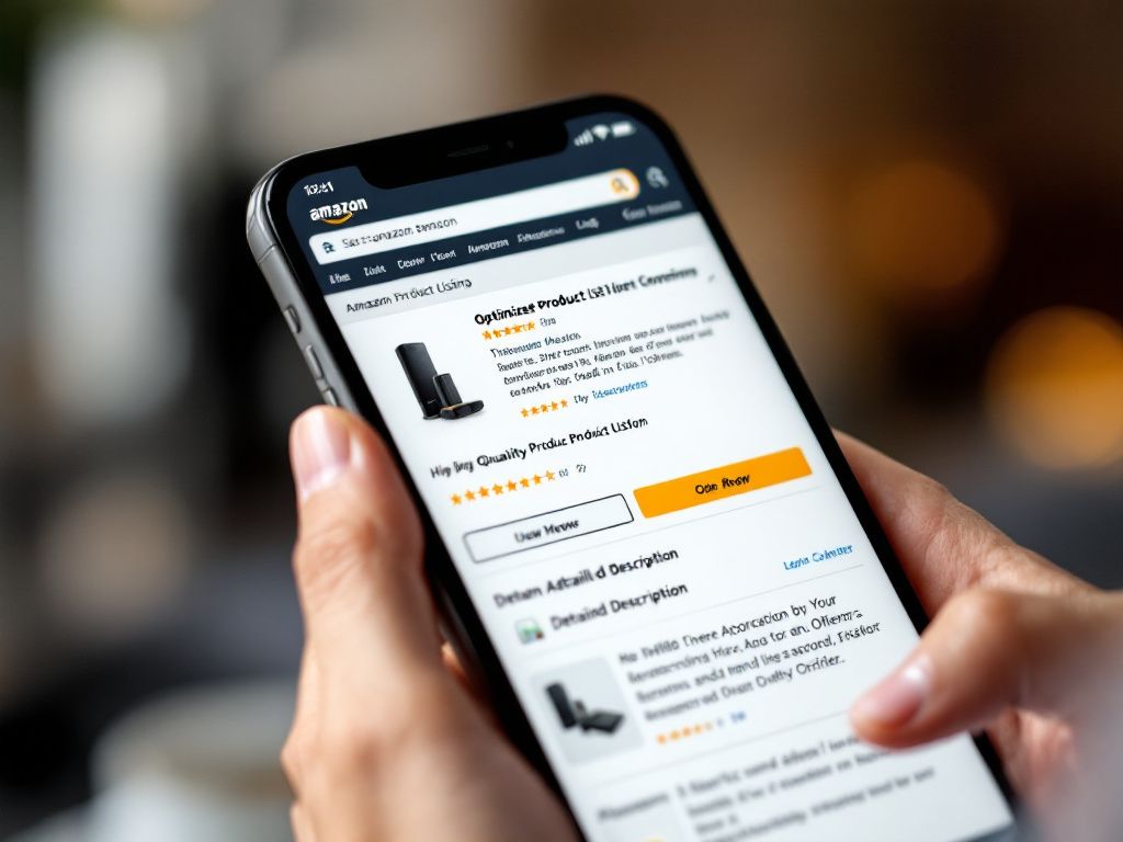 Optimized Amazon product listing on smartphone