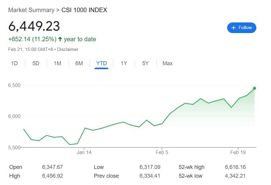 CSI 1000 performance performance in 2025.