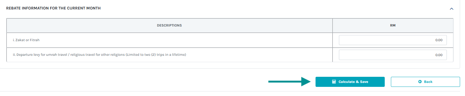 Screencap of Rebate Information For The Current Month table