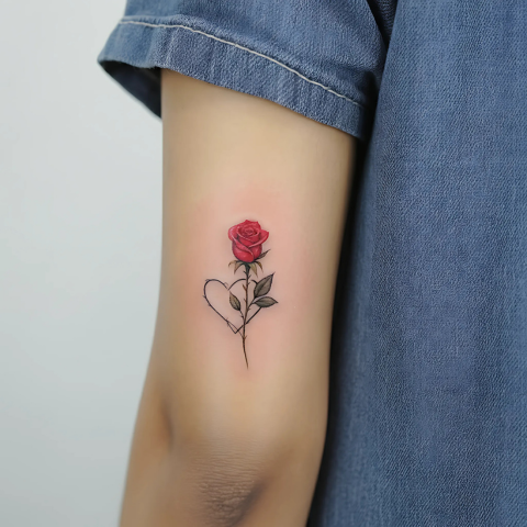 Rose with a Heart Tattoo
